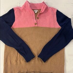 J.Crew Pink and Tan Colorblock Sweater